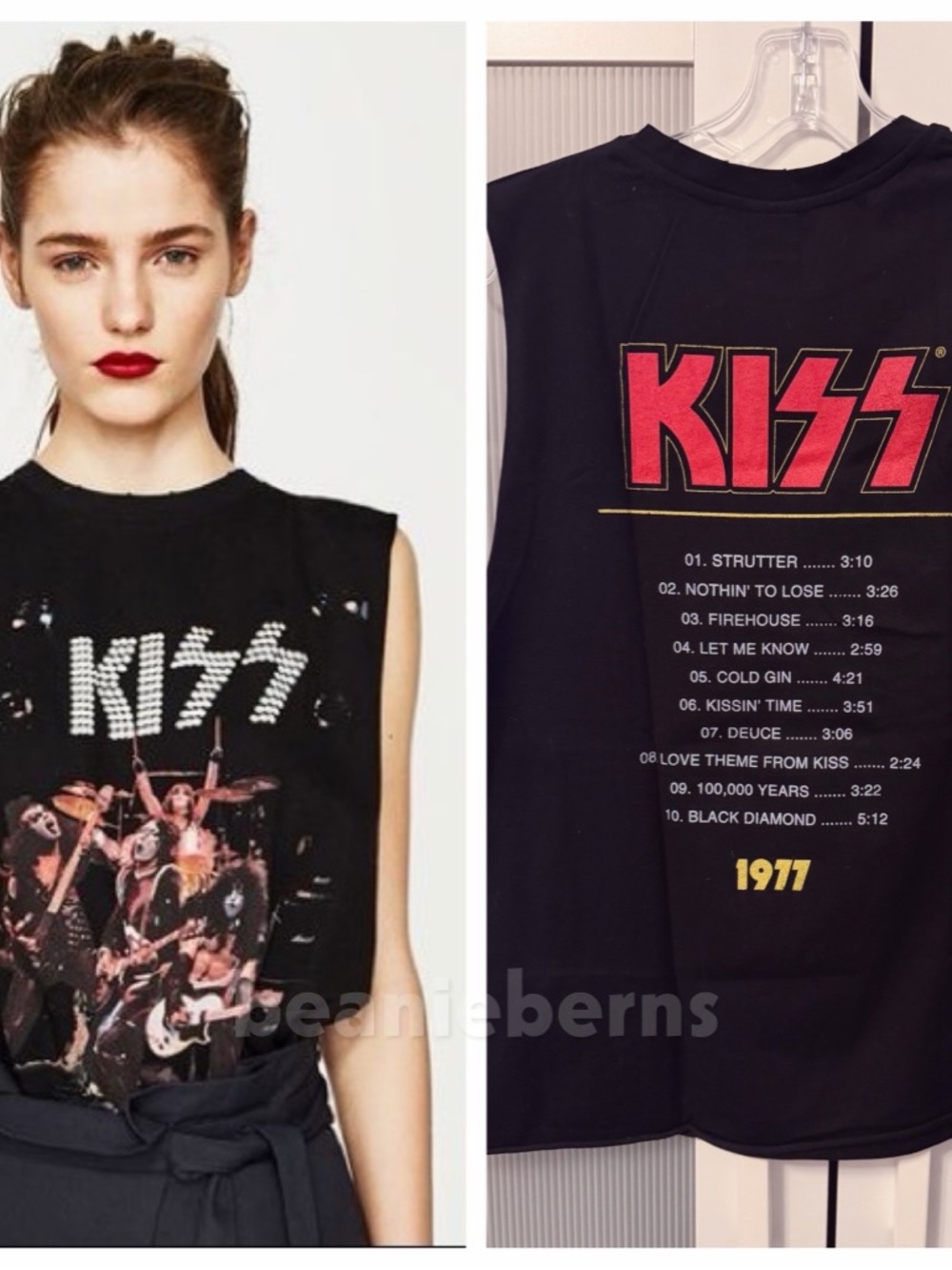 NWOT Zara KISS Graphic Muscle Tank Tee Tshirt in Black Size M